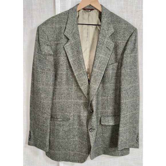 Hart Schaffner Marx Other - Vintage Hart Schaffner Marx Camel Hair Blazer Men's 46L Plaid Sport Coat Suit